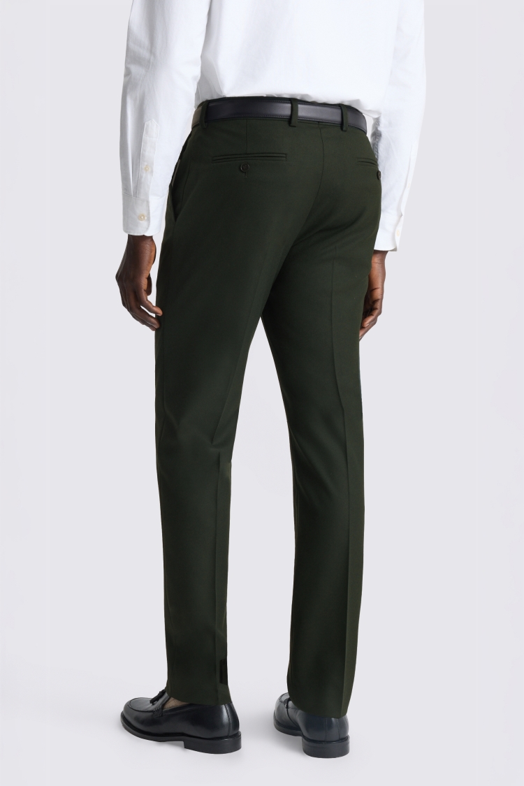 Khaki Slim Fit Flannel Trousers - Image 2