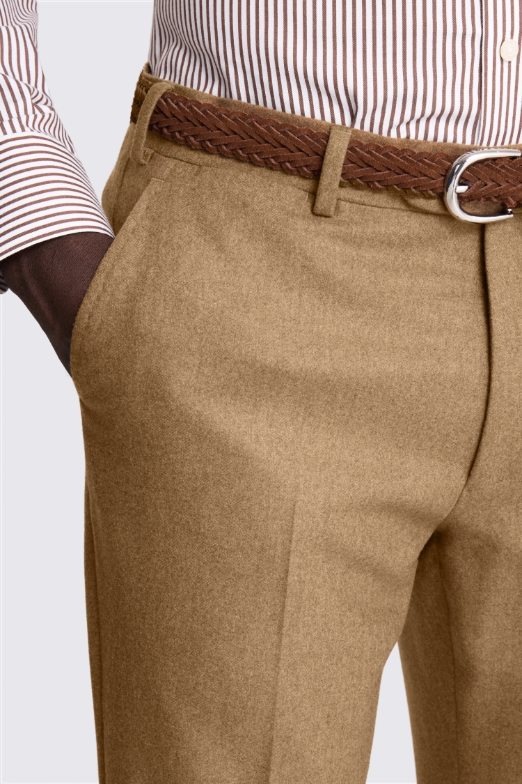 Gold Italian Tailored Fit Flannel Trouser - Image 3