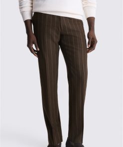 Brown Tailored Fit Stripe Trousers