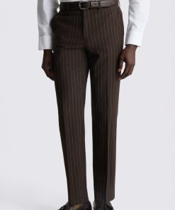 Brown Performance Tailored Fit Stripe Trousers