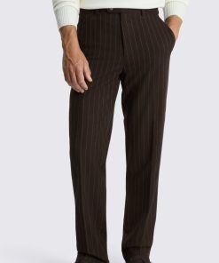 Brown Relaxed Fit Stripe Trousers