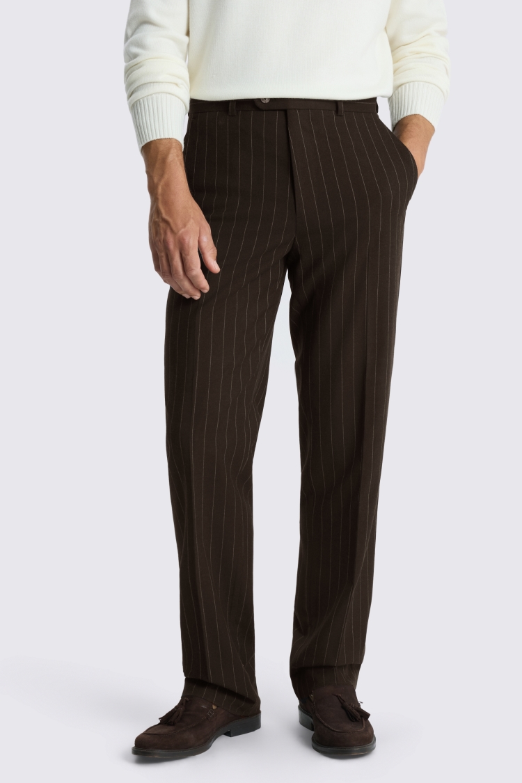 Brown Relaxed Fit Stripe Trousers