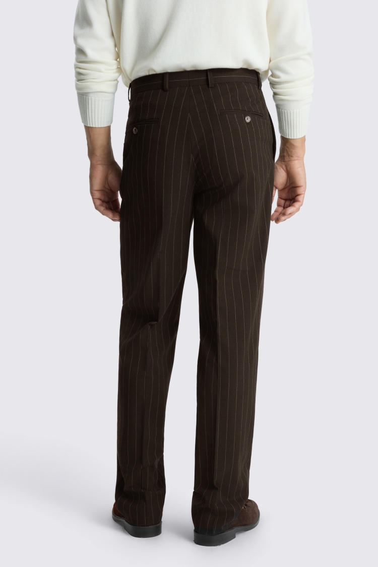 Brown Relaxed Fit Stripe Trousers - Image 2