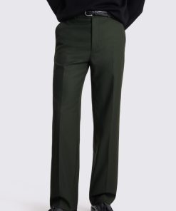Khaki Relaxed Fit Flannel Trousers