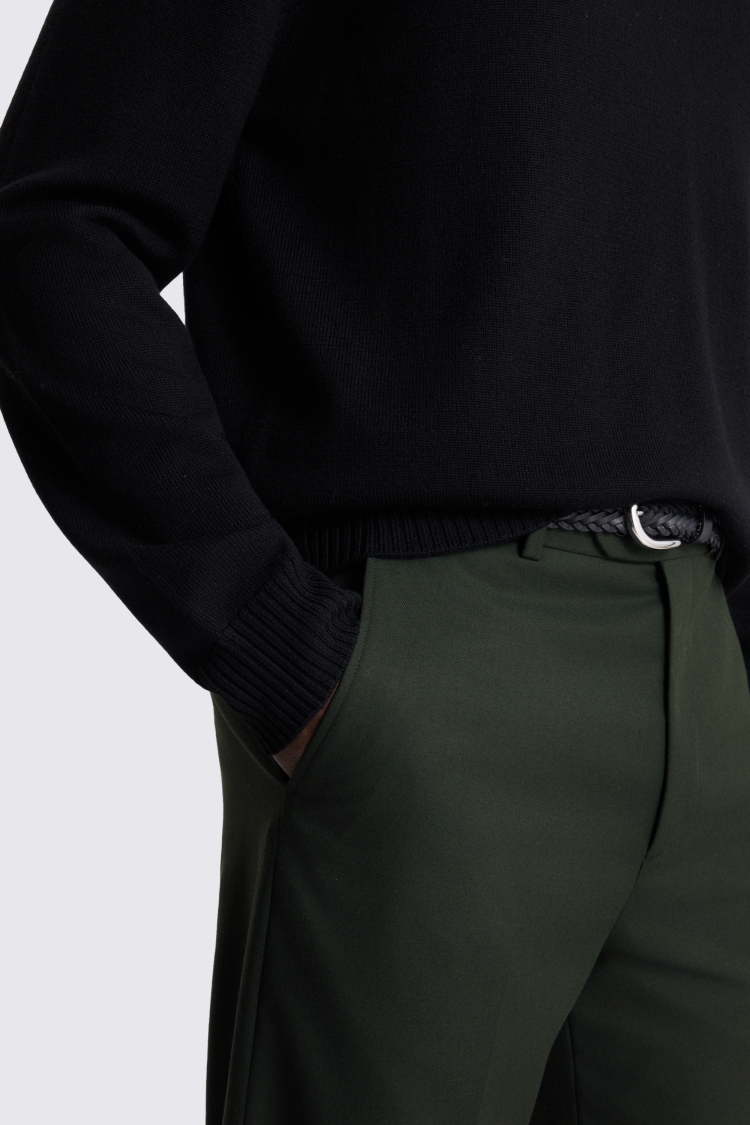 Khaki Relaxed Fit Flannel Trousers - Image 3