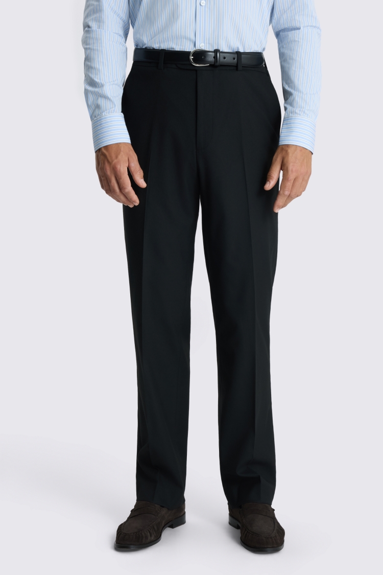 Black Relaxed Fit Flannel Trousers