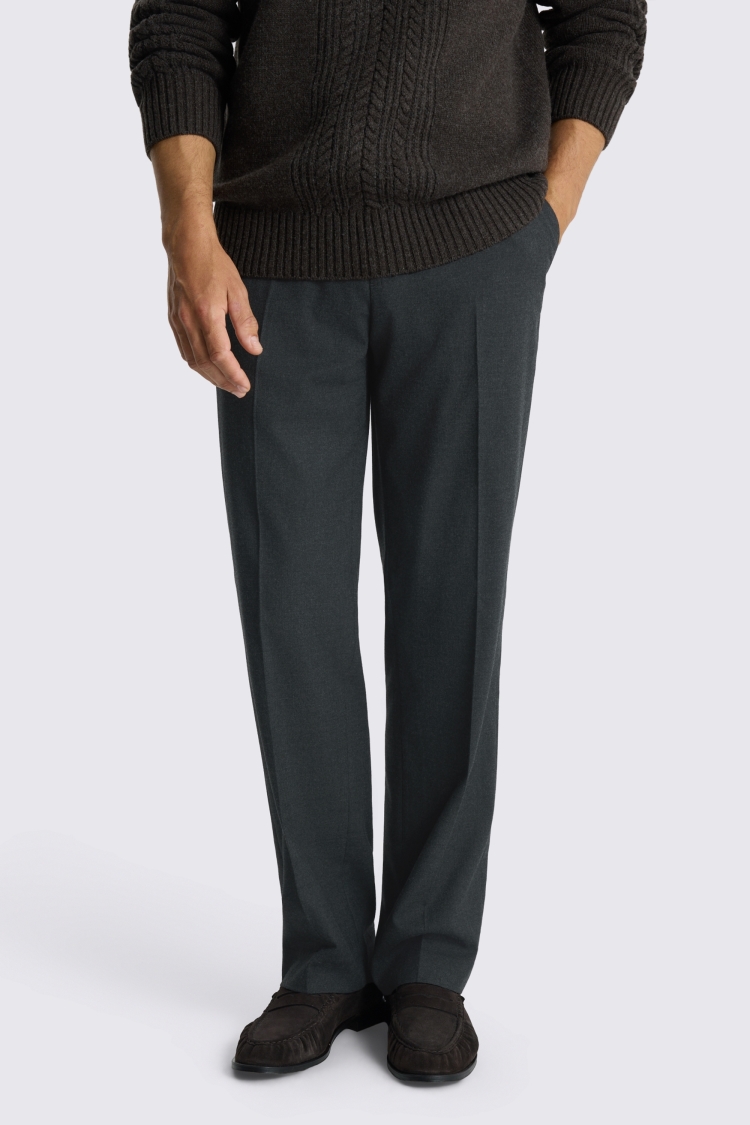 Charcoal Relaxed Fit Flannel Trousers