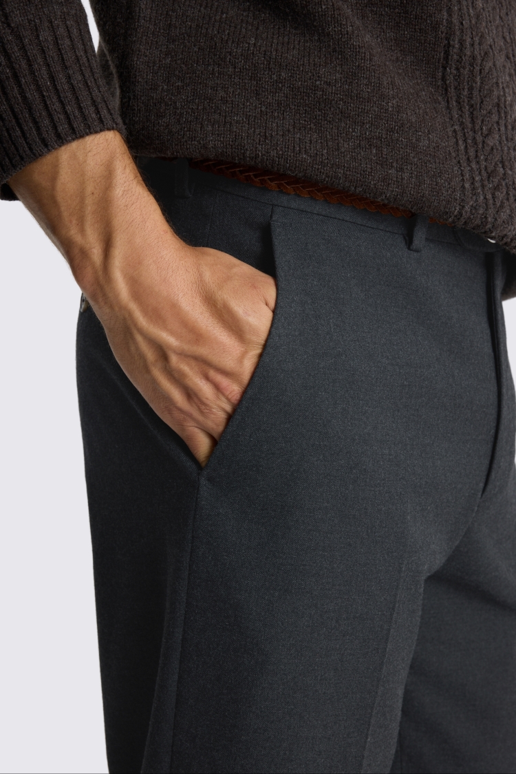Charcoal Relaxed Fit Flannel Trousers - Image 3