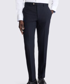 Navy Tailored Fit Stripe Trouser