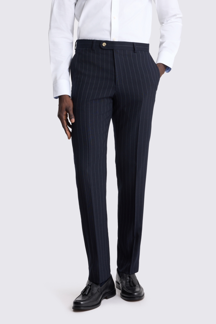 Navy Tailored Fit Stripe Trouser