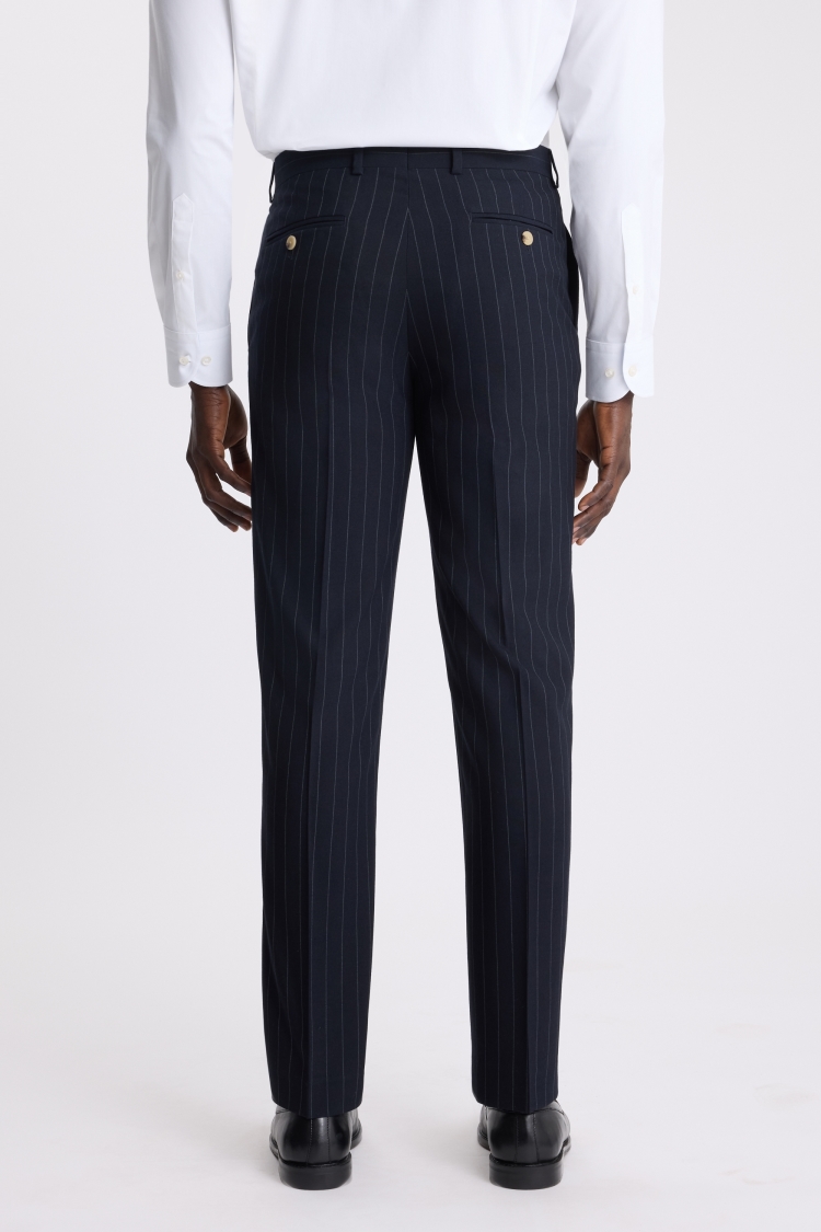 Navy Tailored Fit Stripe Trouser - Image 2