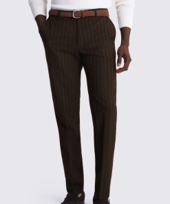 Brown Slim Fit Stripe Trousers