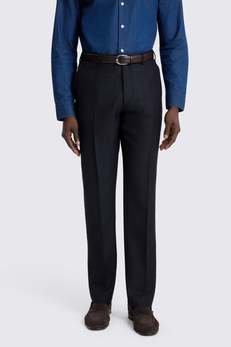 Navy Italian Tailored Fit Stripe Trouser