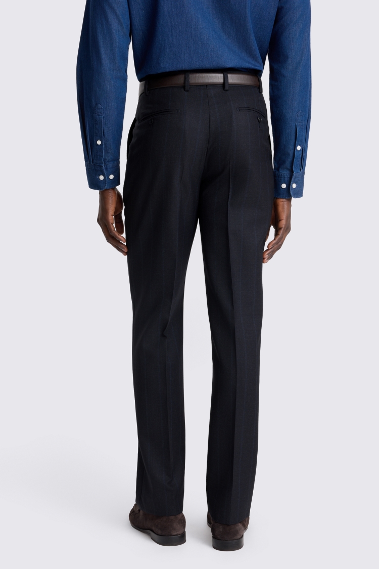 Navy Italian Tailored Fit Stripe Trouser - Image 2