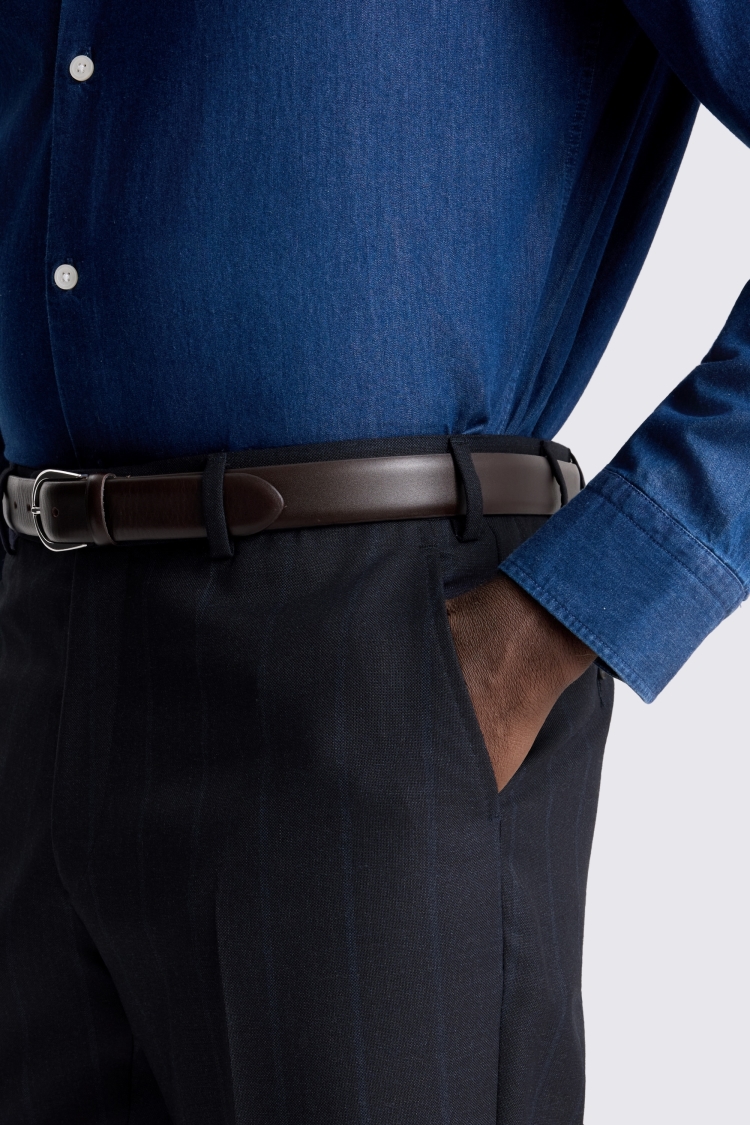 Navy Italian Tailored Fit Stripe Trouser - Image 3