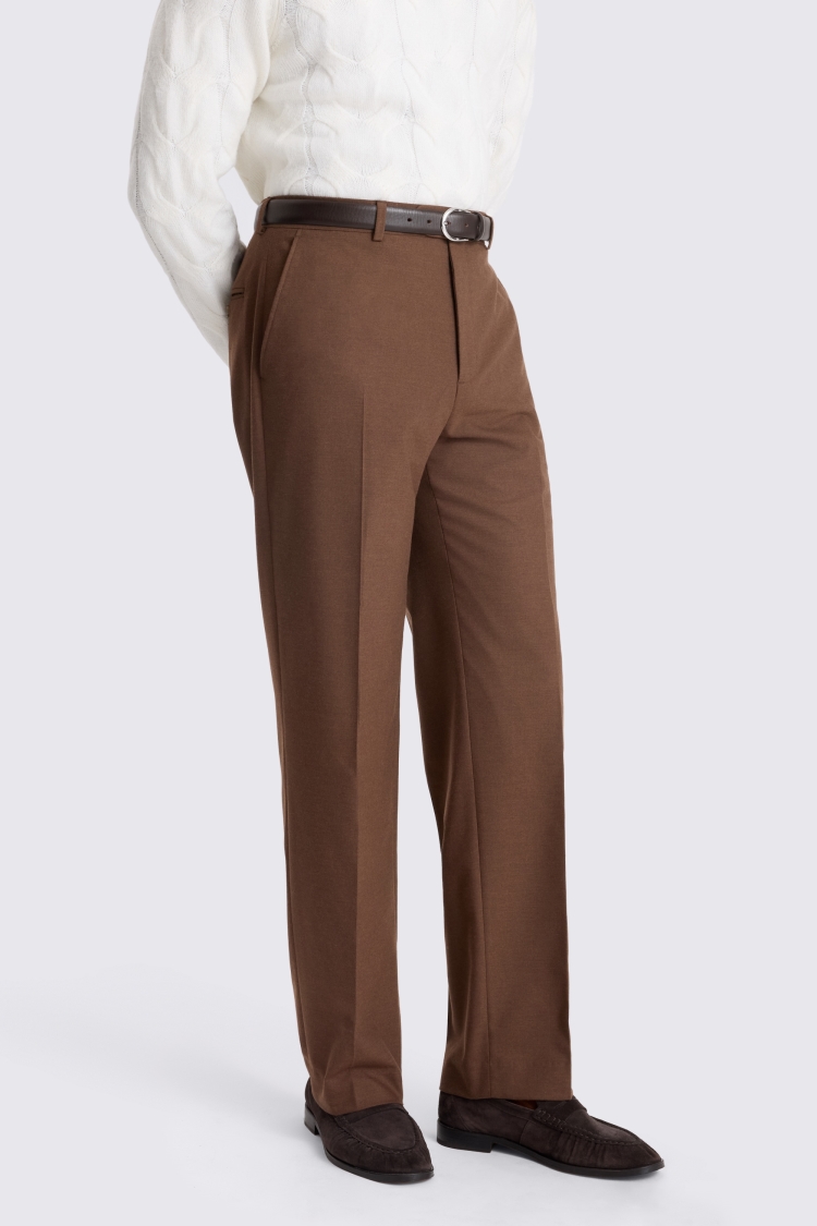 Chestnut Relaxed Fit Flannel Trousers