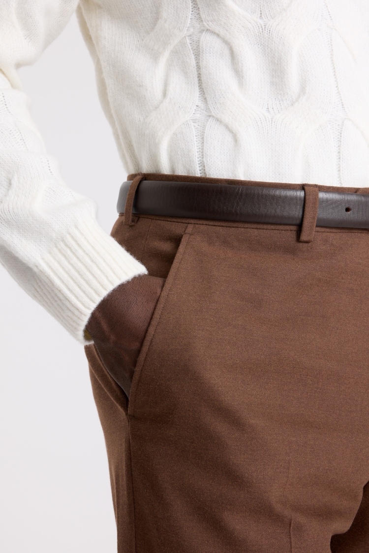 Chestnut Relaxed Fit Flannel Trousers - Image 3