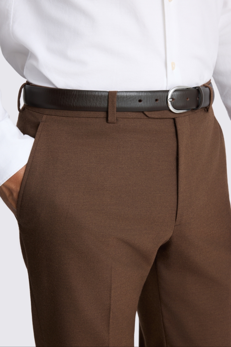 Chestnut Slim Fit Flannel Trousers - Image 3