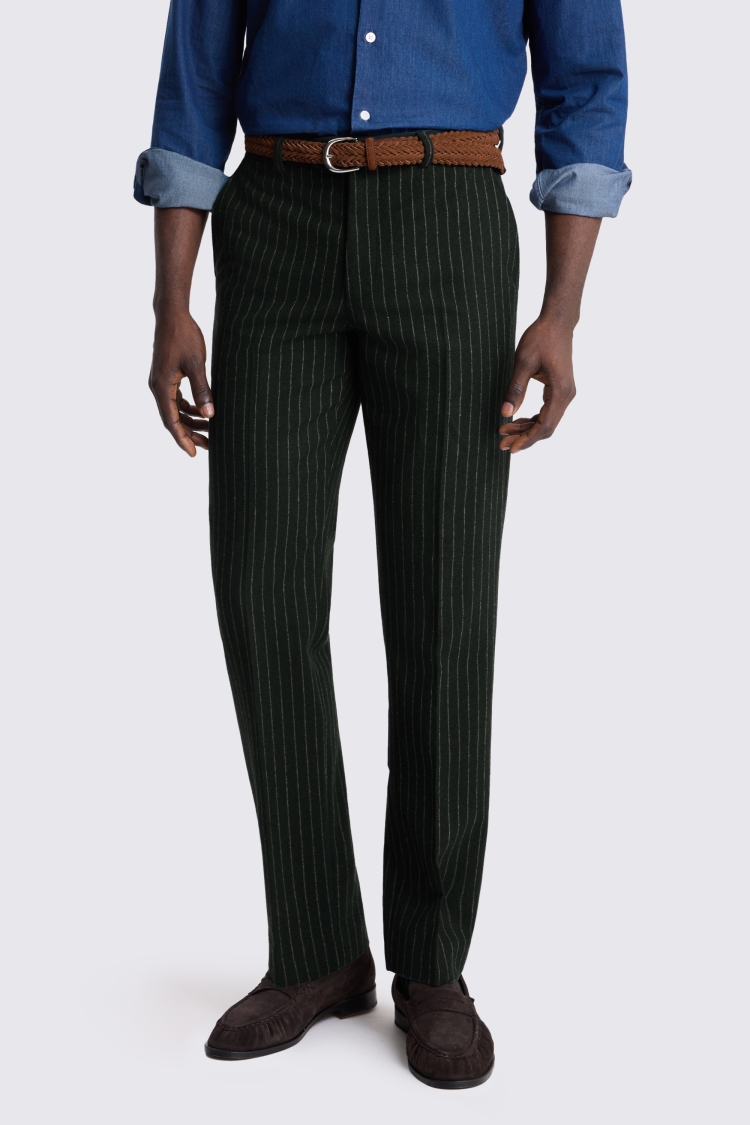 Green Taupe Tailored Fit Stripe Trouser