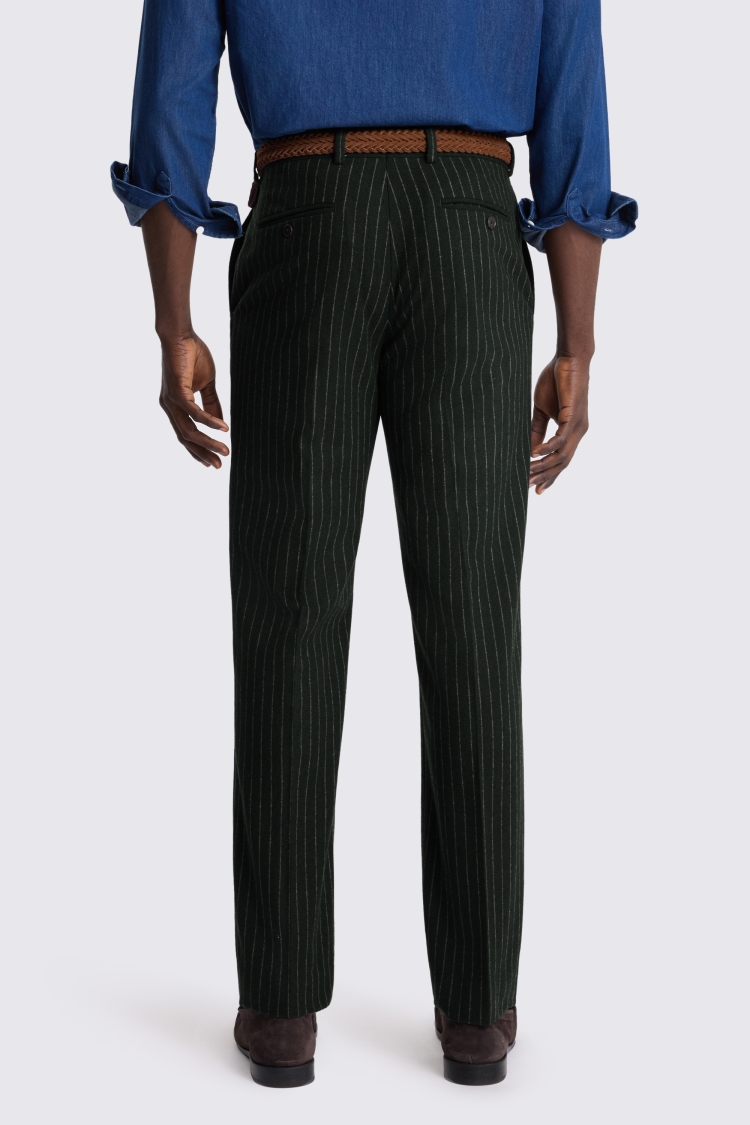 Green Taupe Tailored Fit Stripe Trouser - Image 2
