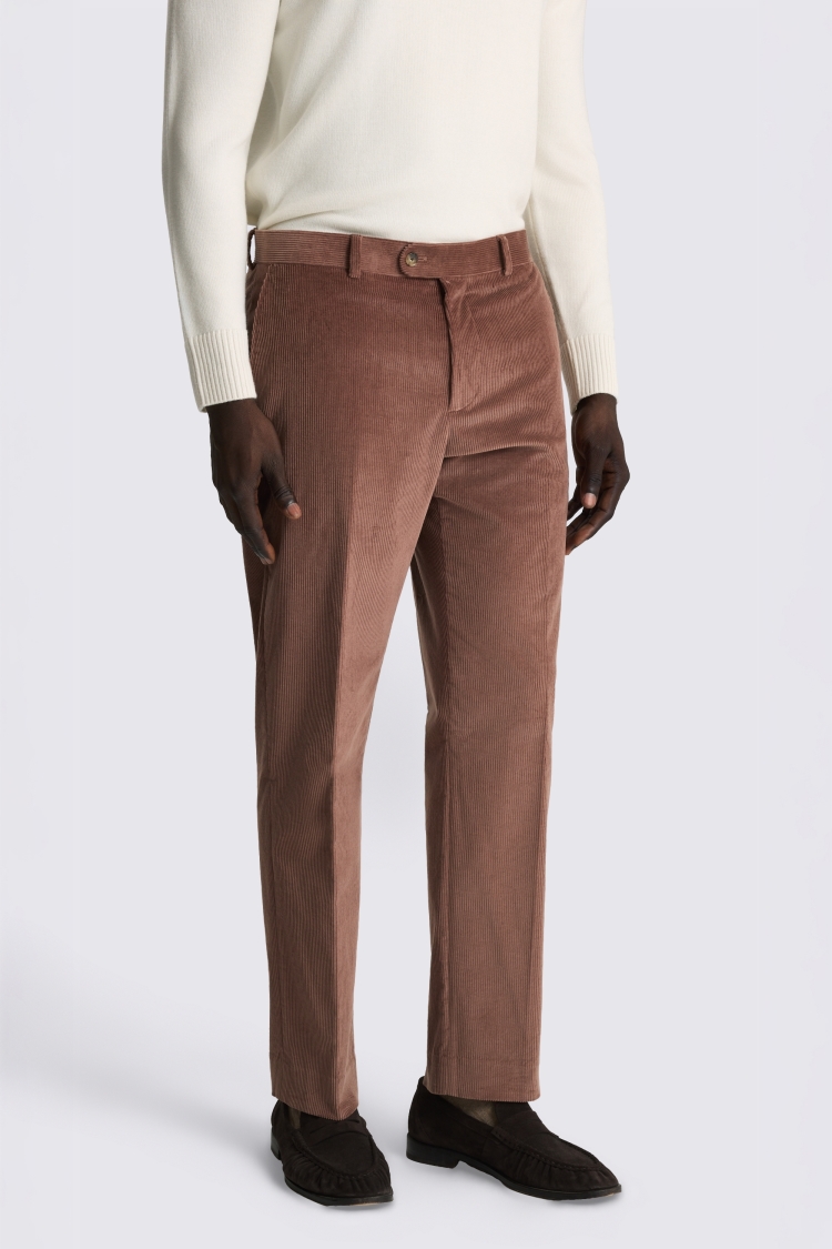 Dusty Pink Tailored Fit Cord Trousers