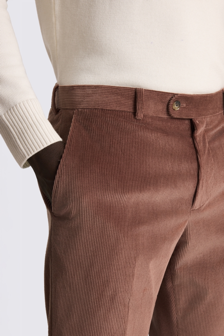 Dusty Pink Tailored Fit Cord Trousers - Image 3
