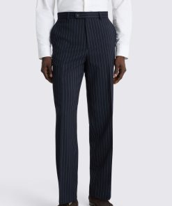Navy Relaxed Fit Stripe Trousers