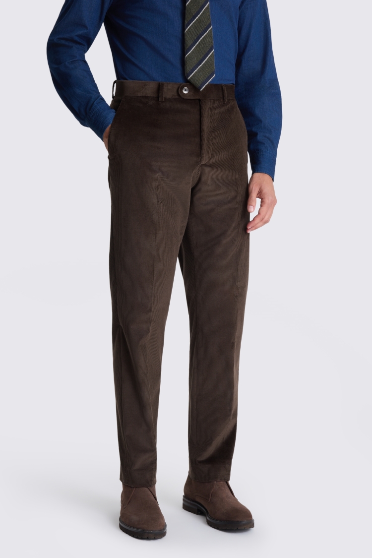 Dark Brown Tailored Fit Cord Trousers