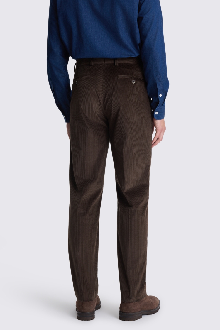 Dark Brown Tailored Fit Cord Trousers - Image 2