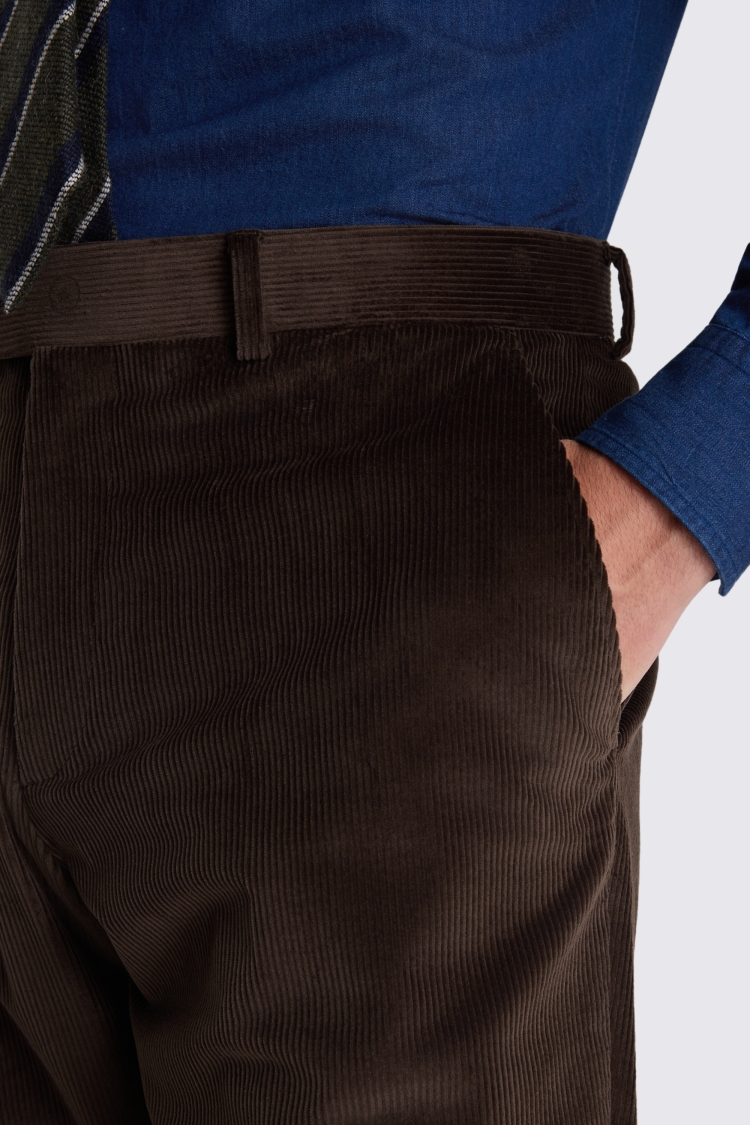 Dark Brown Tailored Fit Cord Trousers - Image 3