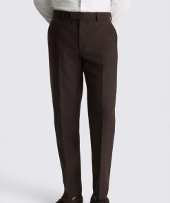 Dark Brown Tailored Fit Tweed Trousers