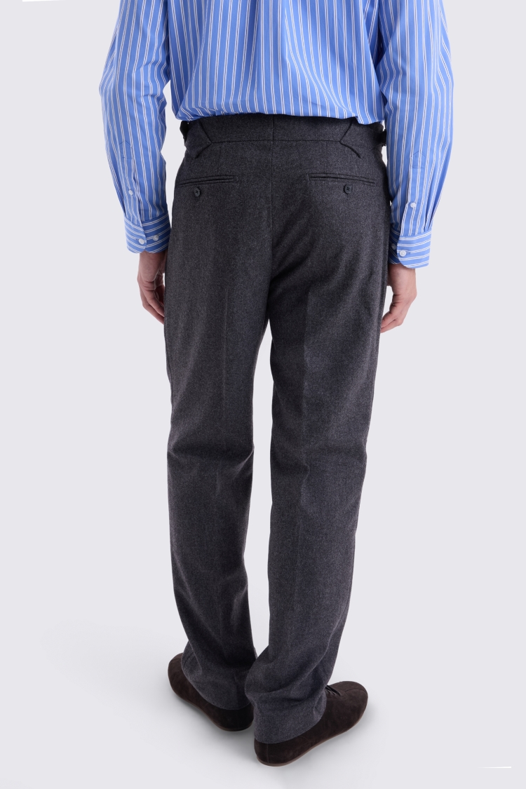 Charcoal Flannel Pleated Trousers - Image 2
