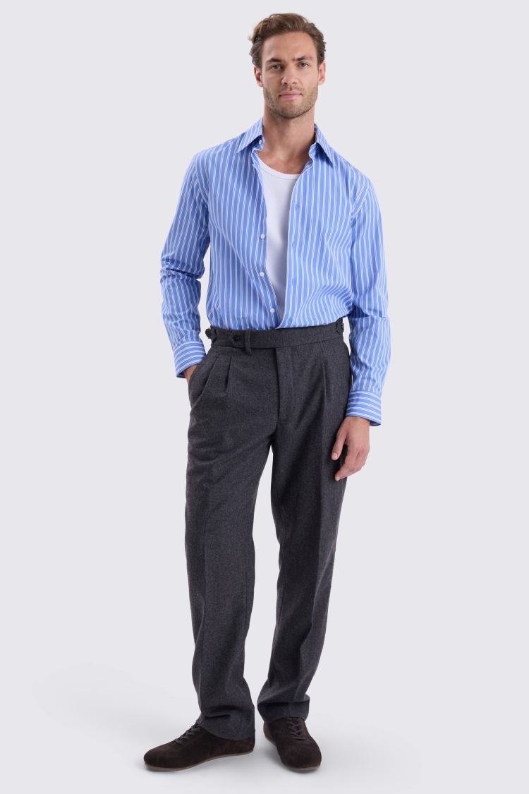 Charcoal Flannel Pleated Trousers - Image 4
