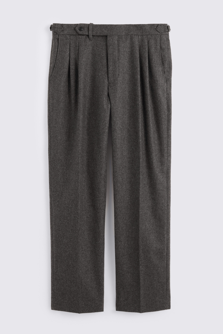 Charcoal Flannel Pleated Trousers - Image 5