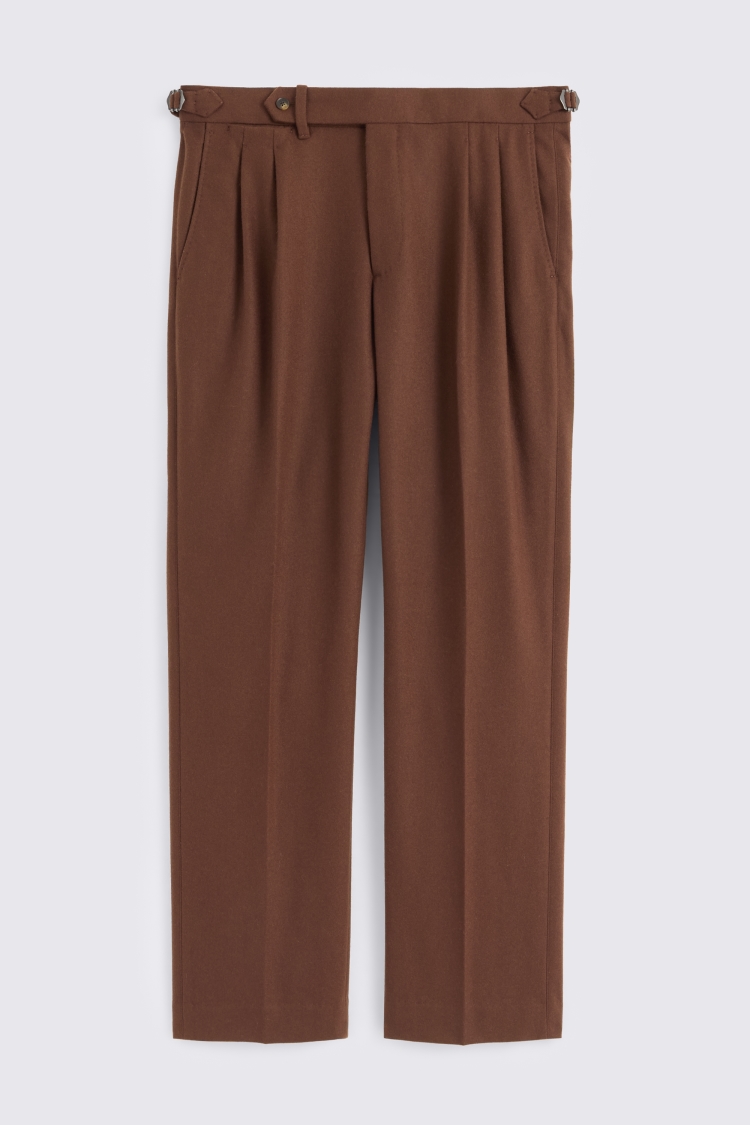 Dark Chestnut Flannel Pleated Trousers - Image 5