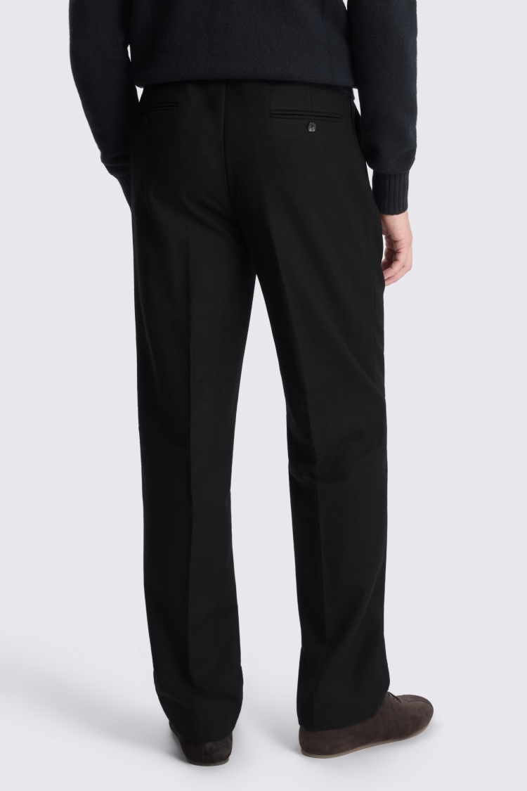 Black Flannel Wide Leg Pleated Trousers - Image 2