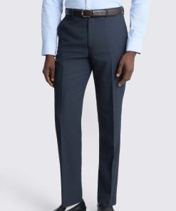 Dark Navy Tailored Fit Puppytooth Trousers