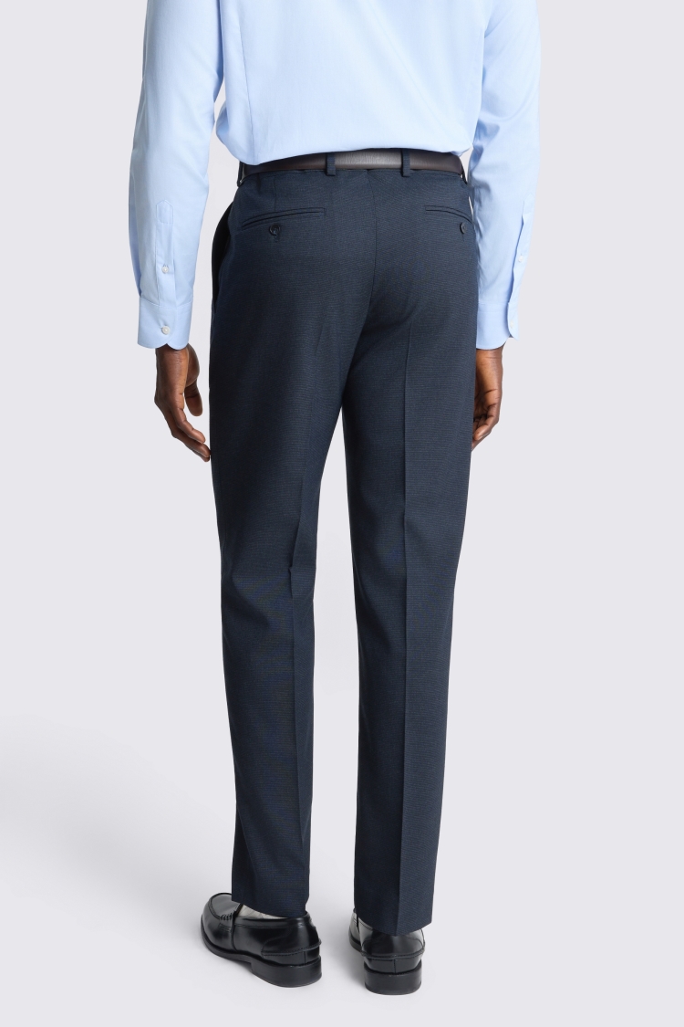 Dark Navy Tailored Fit Puppytooth Trousers - Image 2