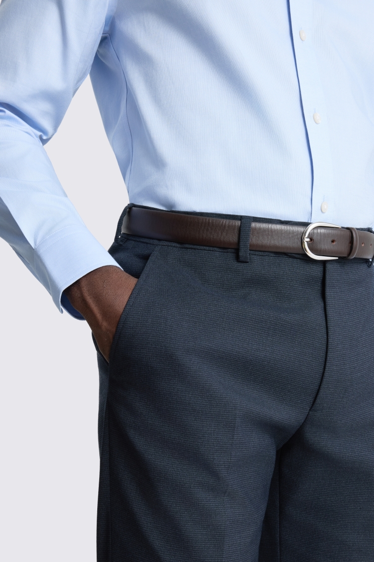 Dark Navy Tailored Fit Puppytooth Trousers - Image 3